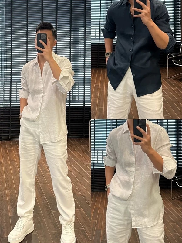Linen Shirt Breathable - Hafif Nefes Alabilen Keten Uzun Kollu