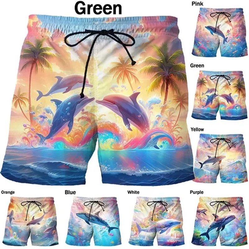 Trunks Board Surf - 3d baskı yunus grafik plaj şortu