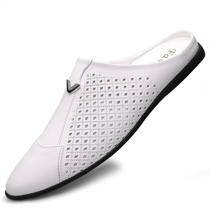 Flip Flop Leather Men - 2024 yetişkin yaz yarım sürükle bezelye