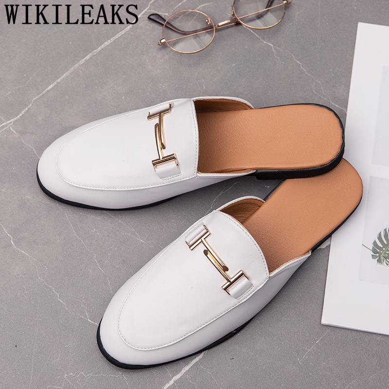 Flip Flop Leather Men - Siyah Yarım Ayakkabı Erkekler Için Deri