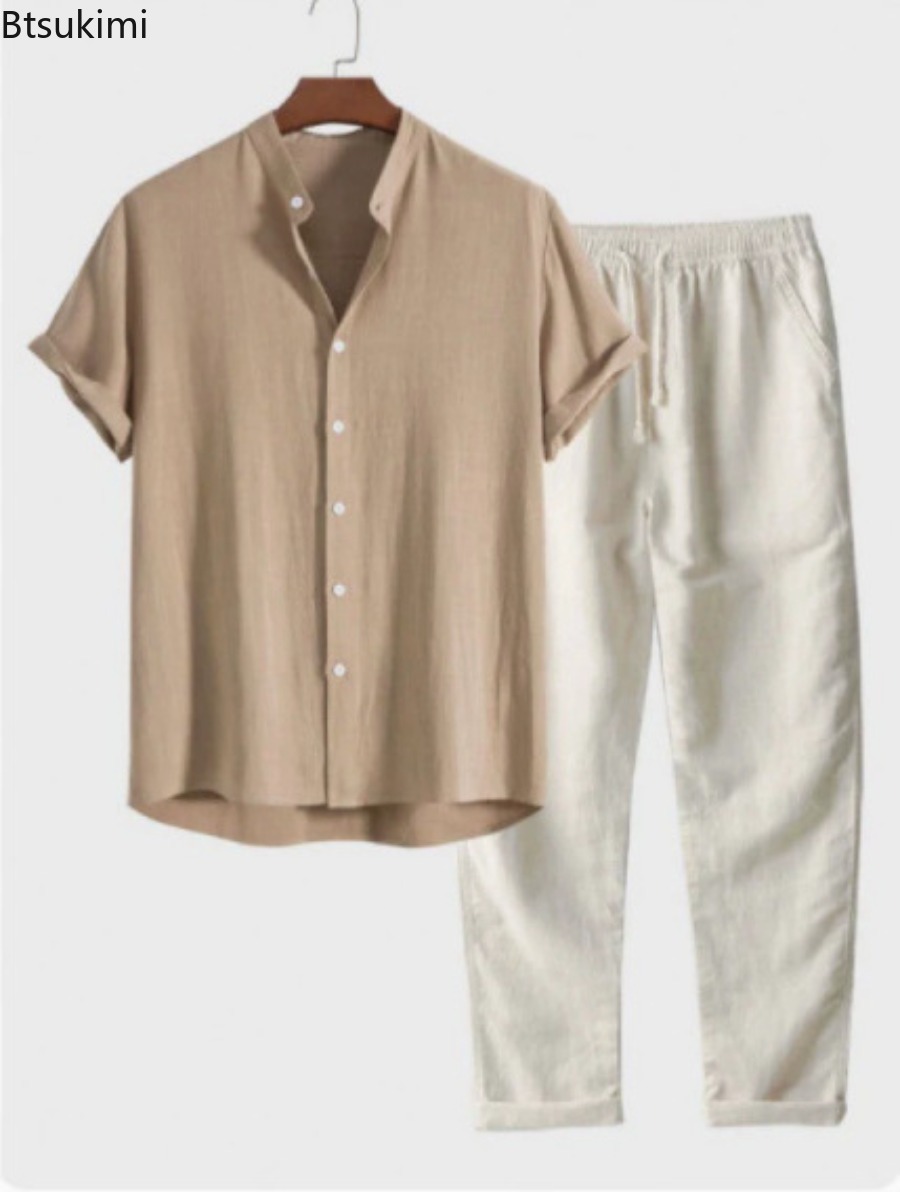 Short Linen Drawstring - 2026 Erkek Modası Düz Renk Plaj