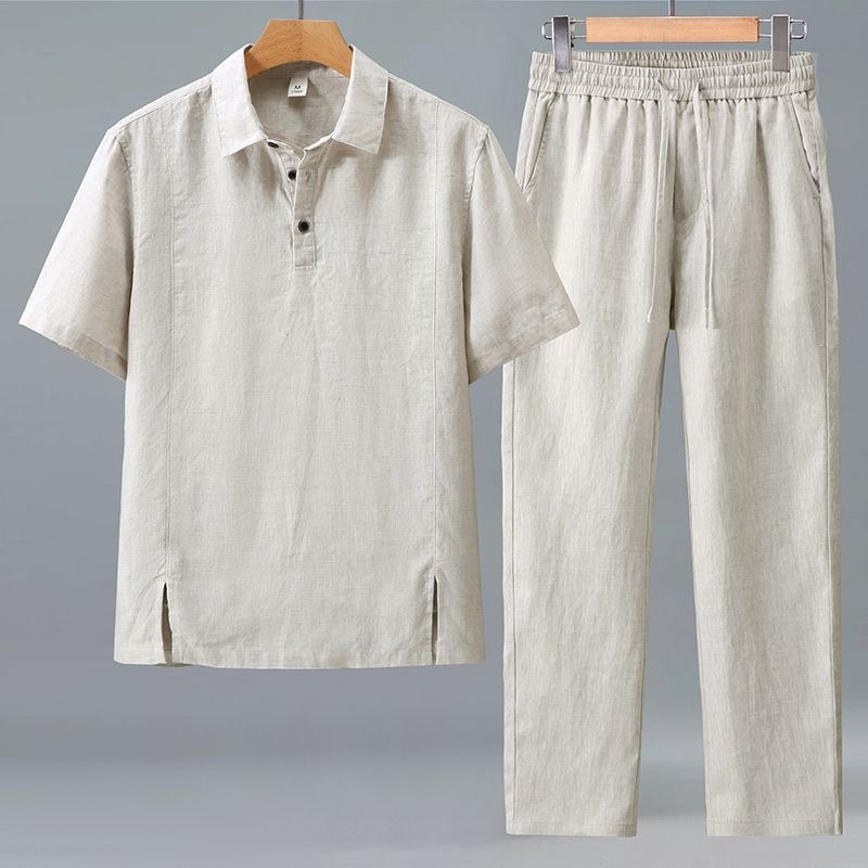 Short Linen Drawstring - İlkbahar/Yaz Modası Retro Spor Uzun Kollu