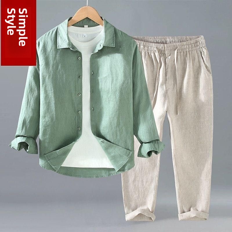 Linen Shirt Breathable - Gevşek Keten Erkek Günlük Kısa Kollu