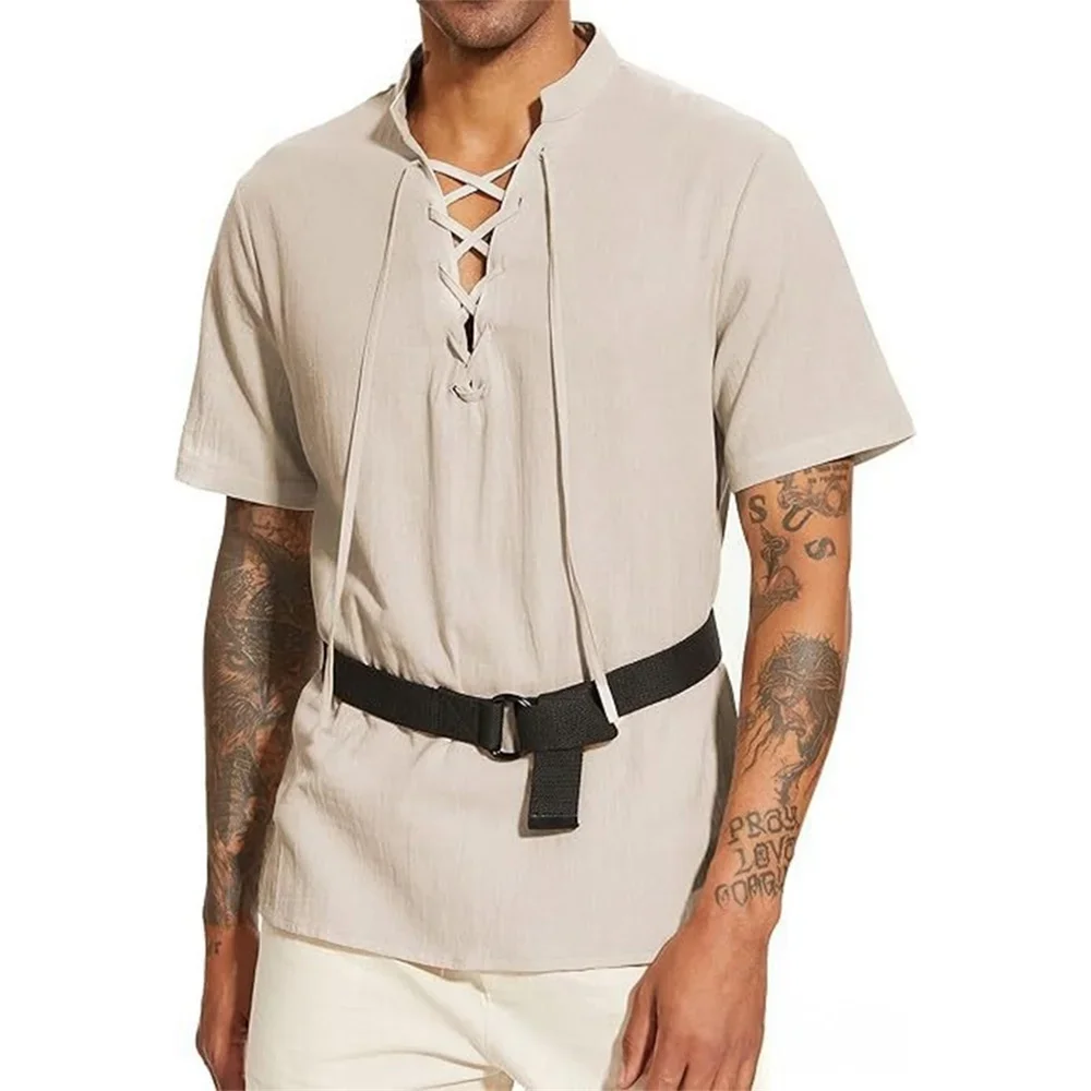 Erkek V Yaka Tişört Vintage Ko - Short Linen Drawstring incelemesi ve fiyatı