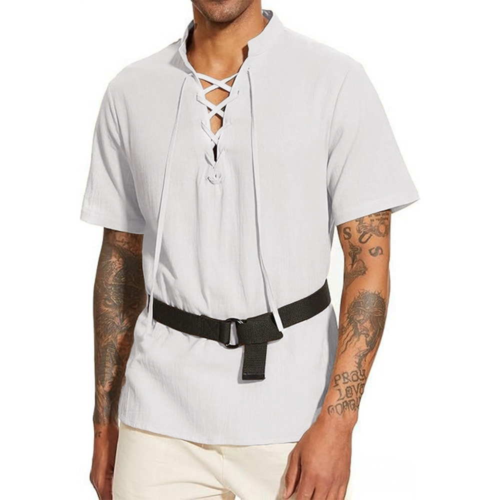Erkek V Yaka Tişört Vintage Ko - Short Linen Drawstring incelemesi ve fiyatı