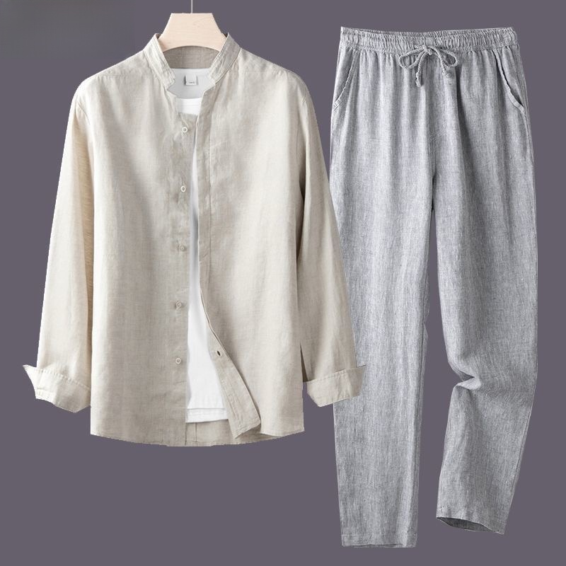 İlkbahar Sonbahar Saf Keten Pa - Linen Shirt Breathable incelemesi ve fiyatı