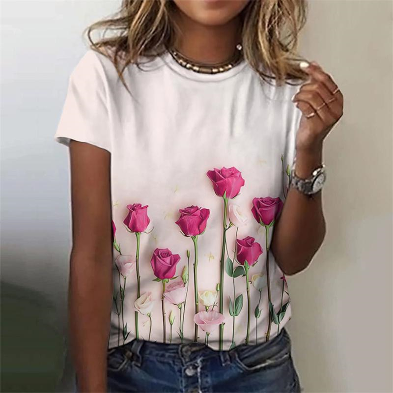 3D Baskılı kadın T-Shirt Çiçek - Tee Graphic Print incelemesi ve fiyatı