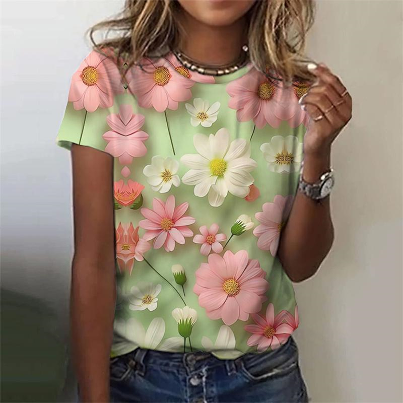 3D Baskılı kadın T-Shirt Çiçek - Tee Graphic Print incelemesi ve fiyatı